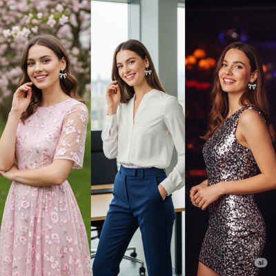 Ba cách phối đồ cùng khuyên bạc hình nơ đính đá