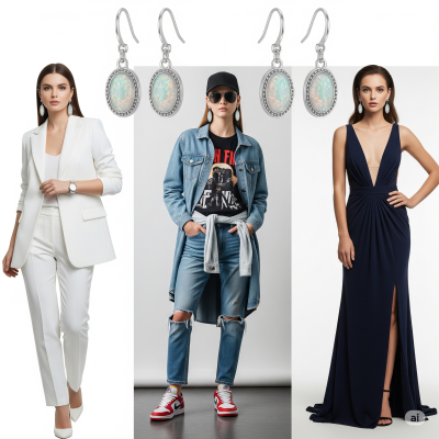 Ba phong cách phối đồ cùng khuyên bạc đính đá opal